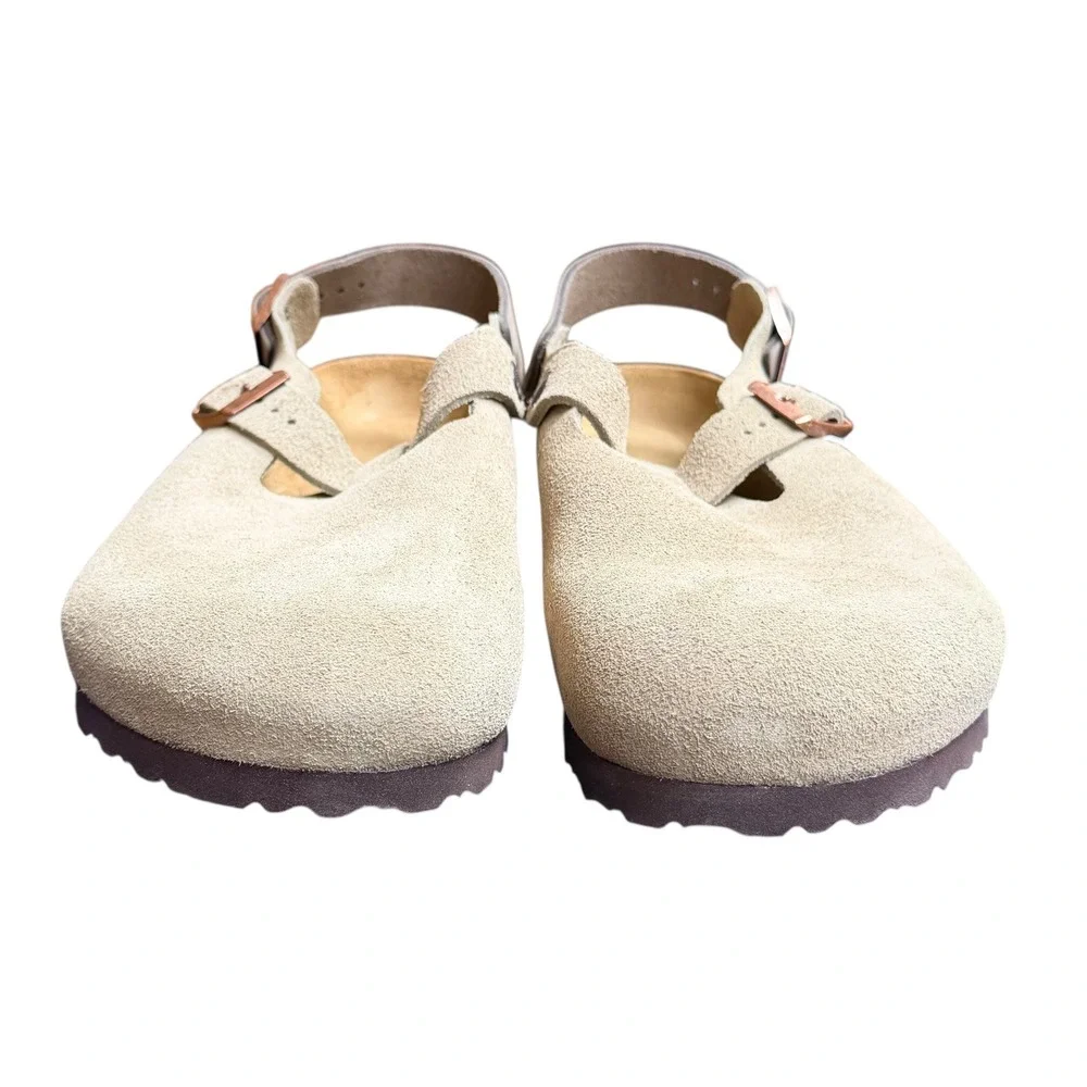 Birkenstock Tokio II Sand Suede Clogs Mules Sandals Mens 10 Adjustable Strap NIB